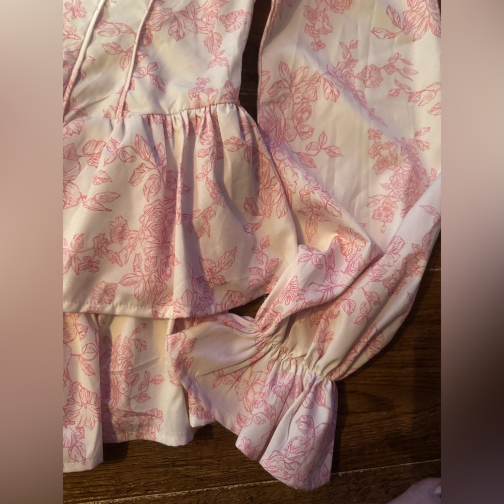 Romper gorgeous pink & white long sleeve S - Picture 10 of 12